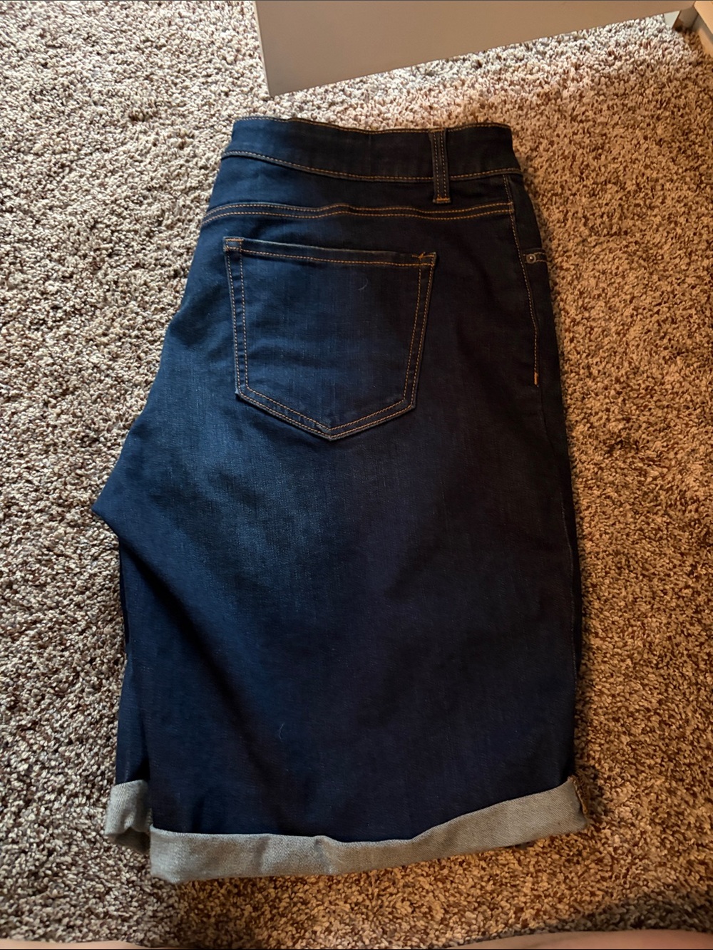 Dark Blue Women's Denim Skirt - Classic Roll Hem